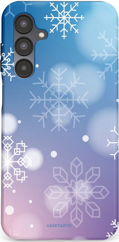 Casetastic hoesje geschikt voor Samsung Galaxy A16 - Dubbellaagse bescherming - Winterse Sneeuwvlokken - Fashion Case - Lichtblauw Lavendel Lichtgrijs Lichtroze