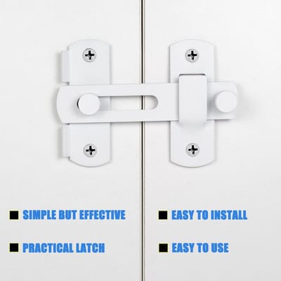 SnelShoppen - Sliding Door Lock RVS - Veiligheidsdeurvergrendeling voor Deuren en Ramen - 4 inch - Wit - Ideaal voor Badkamer, Tuin, Garage en Wijnkas