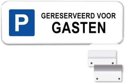 Parkeerbord Gereserveerd voor Gasten - Weerbestendig Aluminium - 40x15 cm - Bevestiging: Met muur-/ wandmontage beugels