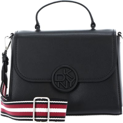 DKNY Leren Schoudertas Handtas Leina Satchel Bag Blk / Black Zwart