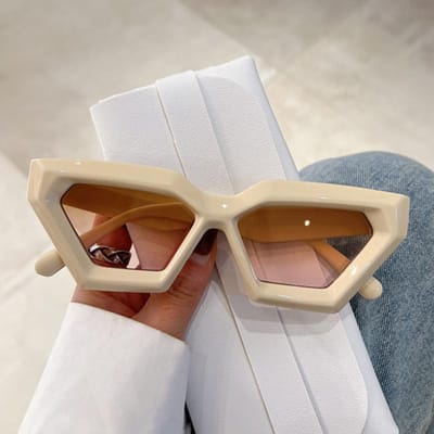 Lunettes de soleil vintage œil de chat pour femmes Cadre carré petit Cadre Lunettes de soleil Designer féminin Lunettes de soleil vintage Élégant Oculos De Sol