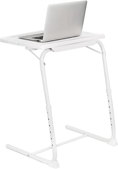 Laptoptafel Bed - Bovenbed Tafel Nachtkastje - Thuiswerken Ontspannen - Inklapbaar In Hoogte Verstelbaar - 52x40cm - Wit