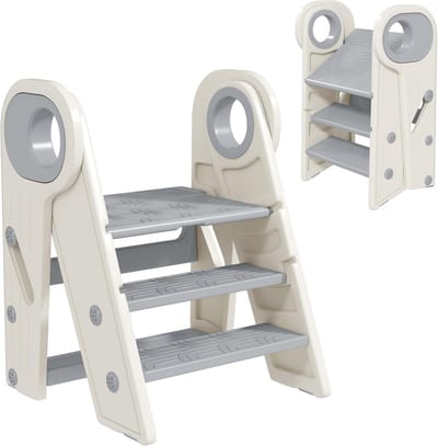 Opvouwbaar Kinderopstapje met Antislip, Verstelbaar en Compact voor Keuken en Badkamer