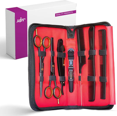 Haarknipschaarset met Verdunnen en Knipschaar - Professionele Haarkammenset, Haarclip en Scheermes voor Kappers