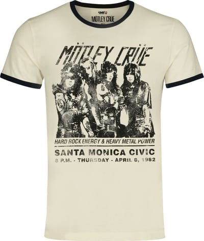 Motley Crue Santa Monica - Ringer Shirt Heren T-shirt - gebroken wit - XL