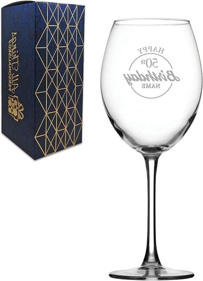 Gepersonaliseerd Wijnglas - Cadeau Glas - Verjaardag Vieren - Met Naam Gravure - 560ml Capaciteit - Transparant