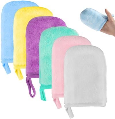 Dailygoods- Make-up Remover Handschoenen 6 Stuks - Herbruikbare Microvezel Doeken - Zachte Gezichtsreiniging - Voor Alle Huidtypes - Absorberend en Niet-Schurend - Reinigingsdoekjes