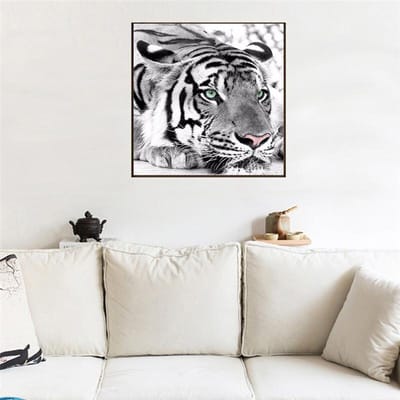 Kit de Point de Croix Peinture Diamant Broderie Diamant Décoration Maison Image Motif Mosaïque Tête de Tigre 30x30CM gray