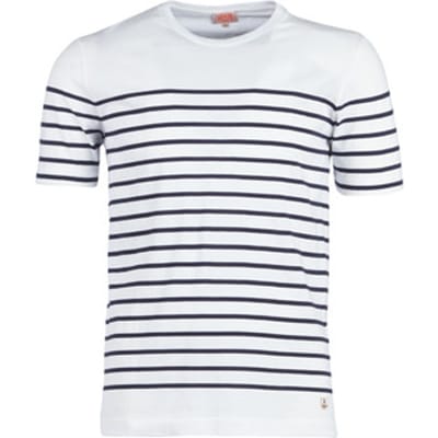 Armor-Lux Etel T-Shirt Strepen Wit - Maat L - Heren - Print T-shirts