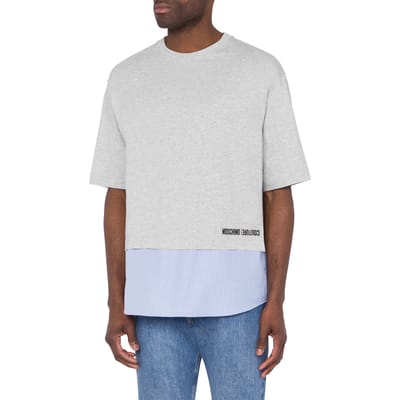 Moschino T-shirt With Striped Hem Grey Maat: XS | T-Shirts Outlet | Heren | Blauw