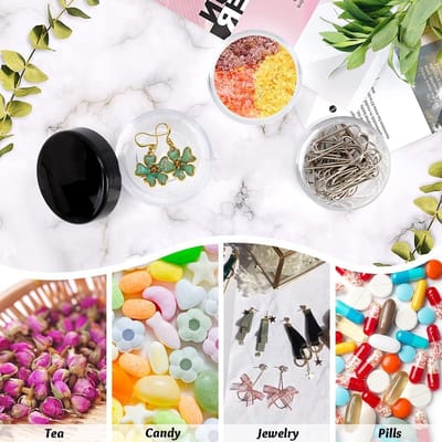 24 stuks reizen cosmetische potten set voor opslag van nagels, oogschaduw en crèmes - 20 ml - met deksels - zwart