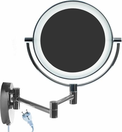 LED Wandcosmeticaspiegel 8,5 Inch met 10x Vergroting en Verlichting - Dubbelzijdige Make-up Spiegel