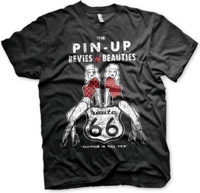 Route 66 Heren Tshirt -S- Pin-Ups Zwart