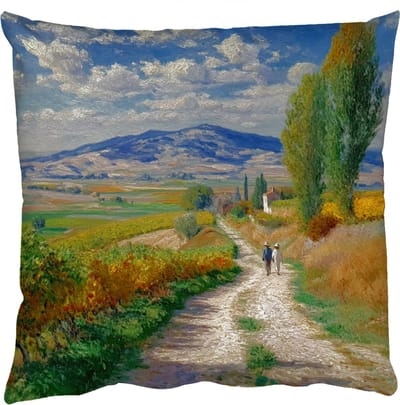 Sierkussens - Kussentjes Woonkamer - 50x50 cm - Mensen - Wandelen - Zandpad - Velden