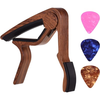 Capodastre de guitare couleur bois en alliage d'aluminium, pour guitare électrique Folk à 6 cordes, avec 3 pièces aléatoires Rosewood
