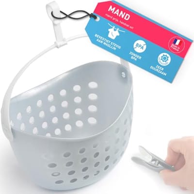 Leeg Mandje voor Huishouden - Grijs met Wit Handvat