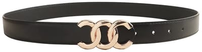 Triple Chain Riem - Zwart/Zilver | Riemmaat 95 cm | Kunstleer / Staal