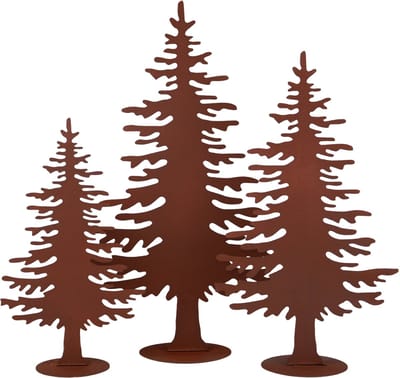 UNUS® Decoratieve standaards kerstboom van metaal set van 3 roestlook
