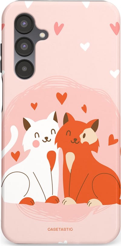 Casetastic Hoesje Geschikt voor Samsung A16 - Stijlvolle Beschermende Duo-layer Case - Romantische Katten Liefde