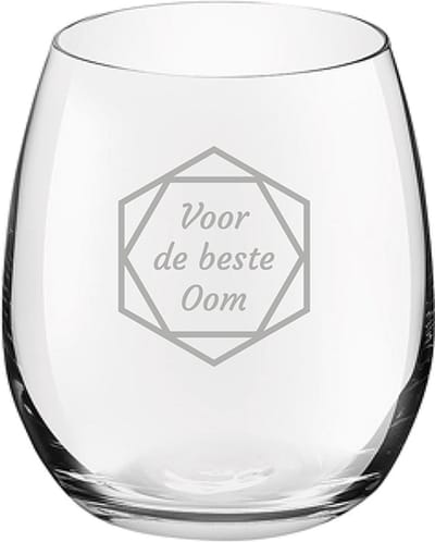 Gegraveerde Drinkglas 39cl voor de beste Oom in hexagon