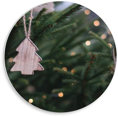 KuijsFotoprint - Schilderij - Houten Kerstversiering - Groen En Bruin - 30 X 30 Cm