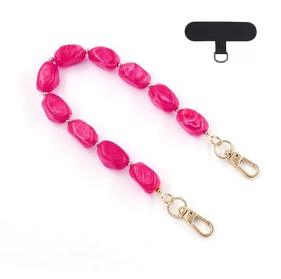 Telefoonkoord - Kralen Roze | Lengte 36 cm | Acryl/Bijoux | Fashion Favorite