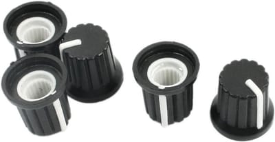 5 Stuks Gekartelde As Knoppen voor Potentiometer of Volume Regelaar 6mm