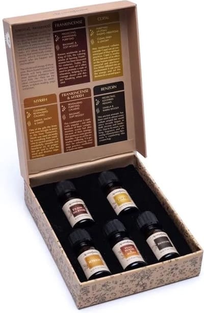 Aromafume - wierookhars essentiële oliemix - frankincense - copal - benzoe - etherische olie - set van 5 stuks