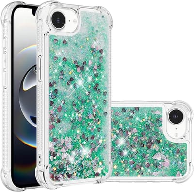 Coverup Hoesje - Geschikt voor iPhone 16e / 17e Hoesje - Coverup Liquid Glitter Back Cover - Groen