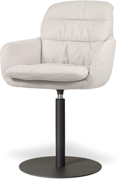 Nolon Niva-Mia Draaibare Tulp Eetkamerstoel Beige - Mat Zwart Onderstel - Comfortabel - Stoffen - Japandi - Armstoel