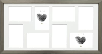 Deknudt Frames multifotolijst - zilver kleur - collagelijst voor 8 foto's 10x15 cm - met passe-partout
