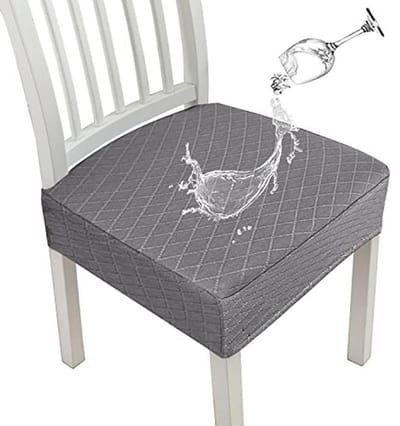 Waterdichte Stretch Stoelhoezen voor Eetkamerstoelen - Afneembare en Wasbare Kussens (Grijs, Set van 4)