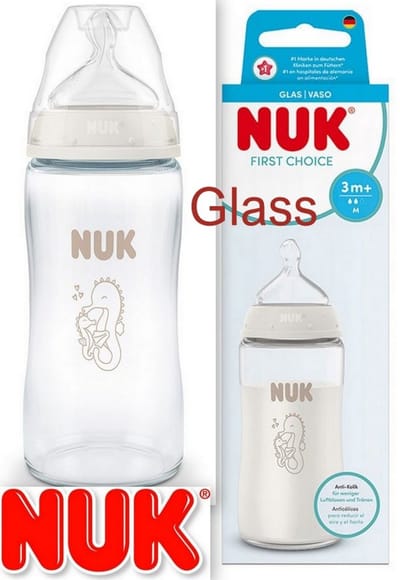NUK First Choice+ Glazen Babyfles 240 ml Anti-Colic Speen 3+ Maanden