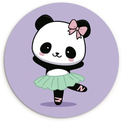 WallCircle® Wandcirkel 120x120 cm - Muurcirkel Panda - Paars - Sierlijk - Kawaii - Muurdecoratie woonkamer - Wanddecoratie slaapkamer - Kamer decoratie accessoires - Ronde schilderijen XXL
