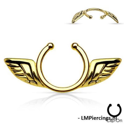 Fake tepelpiercing engelenvleugel goud kleur - LMPiercings