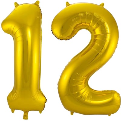 Folat Folie ballonnen - 12 jaar cijfer - goud - 86 cm - leeftijd feestartikelen - versiering
