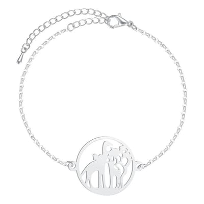 GoedeDoelen.Shop | Armband Giraf Silver | Giraffe Armband | RVS Armband | Polsmaat Tot 20 CM | Vriendschapsarmband | Statement Armband | Unisex Armband | Wildlife | Moeder Kind Armband | Wellness-House