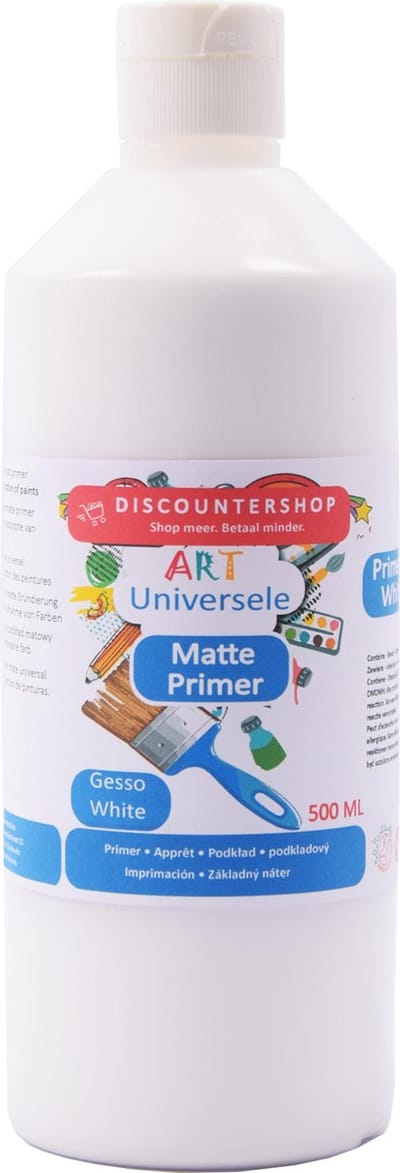 Gesso wit 500 ML - Mat Primer finish 500 ML - Matte finish Primer Universeel 500 ML - Gesso White