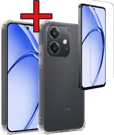 Hoesje - Met Screenprotector - Geschikt voor OPPO A40 - Sterk & Shockproof - Back Cover - Siliconen Case - Telefoon Hoes - Shock Proof - Telefoonhoes - Transparant