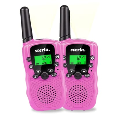 Walkie Talkie Set voor Kinderen - Bereik tot 3 km - Zaklamp - Valbestendig - Compact en Lichtgewicht - Roze