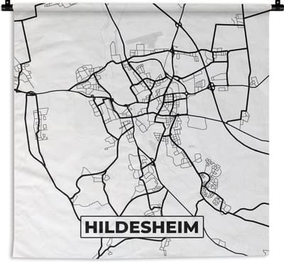 Wandkleed - Wanddoek - Hildesheim - Stadskaart - Plattegrond - Kaart - 180x180 cm - Wandtapijt