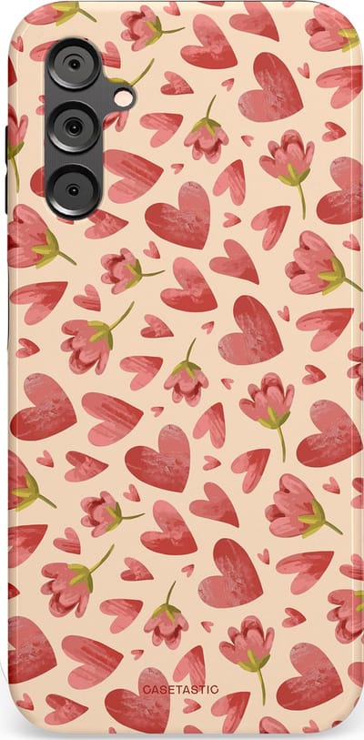 Casetastic Hoesje Geschikt voor Samsung A14 (5G/4G) - Stijlvolle Beschermende Duo-layer Case - Verbonden Hartjes