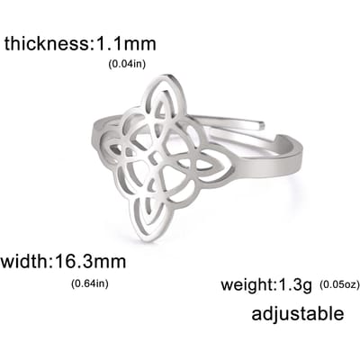 YILUOCD Hekserij Roestvrij Staal Open Ring Bovennatuurlijke Heksenknoop Ringen Voor Vrouwen Wicca Kruis Beschermingsamulet Sieraden gray