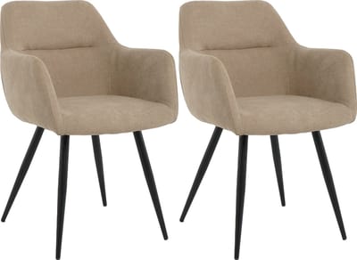 Lina® Nova Eetkamerstoel - Beige - Set van 2 - Stof