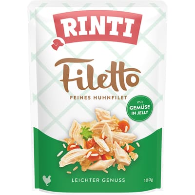 Voordeelpakket Rinti Filetto Zakjes in Gelei 48 x 100 g - Kip met Groenten