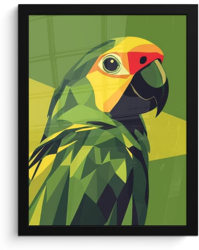 Poster in lijst - Fotolijst 30x40 cm - Posters - Papegaai - Groen - Snavel - Abstract - Posterlijst zwart - Decoratie - Wanddecoratie woonkamer - Muurdecoratie slaapkamer