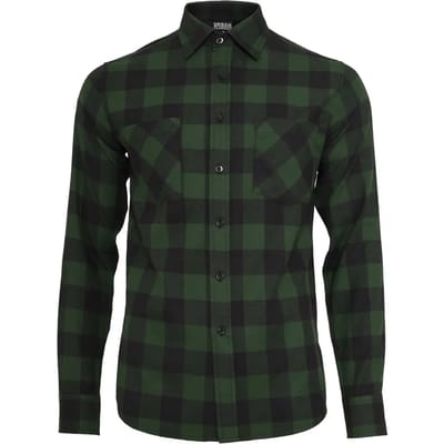 Urban Classics - Checked Flanell Overhemd - M - Zwart/Groen