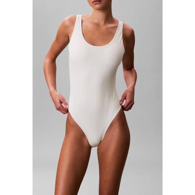 Calvin Klein Scoop Back One Piece Penny Stripe W White Jade Taglia: L | Costumi Interi Outlet | Donna | Bianco