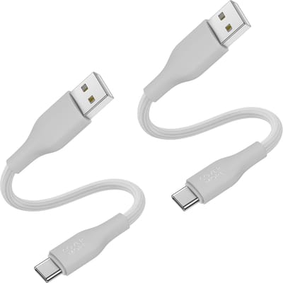 Usb A naar usb C kabel 30 cm kort - Oplaadkabel - Geschikt voor opladen android smartphone met usb C ingang - 2 stuks - Wit