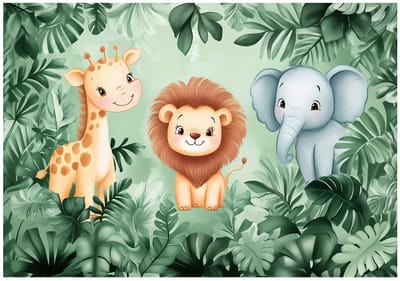 WALLARENA - Behang 254x184 cm + Fotobehang - Vliesbehang - Dieren motif - Voor Kinderen - Op Flizelinie - Groen